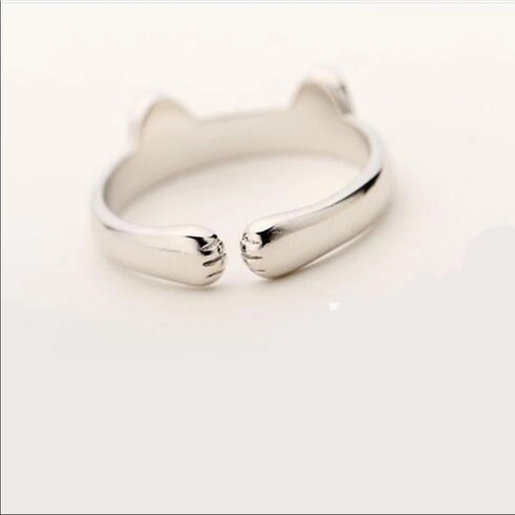 NEW - SILVER PLATED ADJUSTABLE CAT RING MIDI - Picture 3 of 6